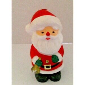 Vintage 1980's Santa Claus Ringing Bell Candle 7.5 Inches
